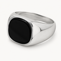 Onyx Siegelring aus 925er Silber mit eckigem Cabochon