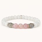 Mondstein Perlenarmband mit Rosenquarz und Labradorit