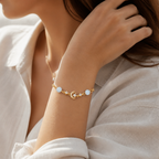 Feines Mondstein Armband mit Mondsichel-Anhänger