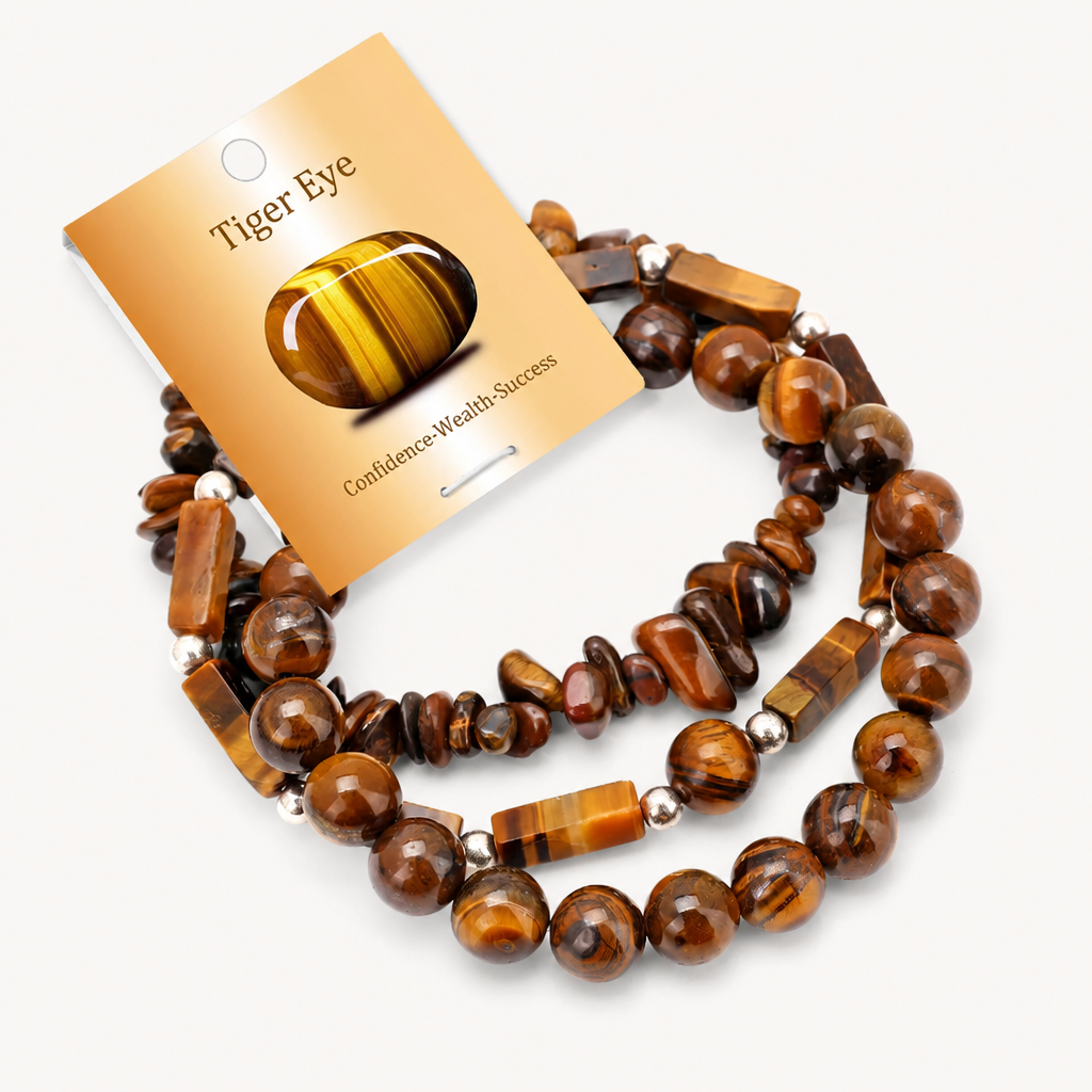 Tigerauge Armband Set mit Stäbchen und Splittersteinen
