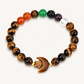 Tigerauge Armband mit Mondmotiv und bunten Steinen