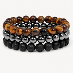 Tigerauge Hämatit Lavastein Armband Set