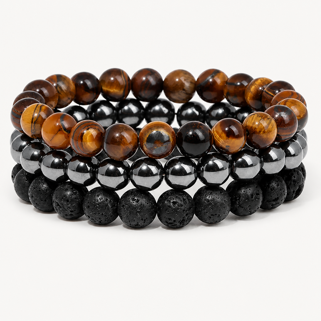 Tigerauge Hämatit Lavastein Armband Set