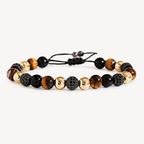 Tigerauge Armband mit schwarzen Pavé-Perlen