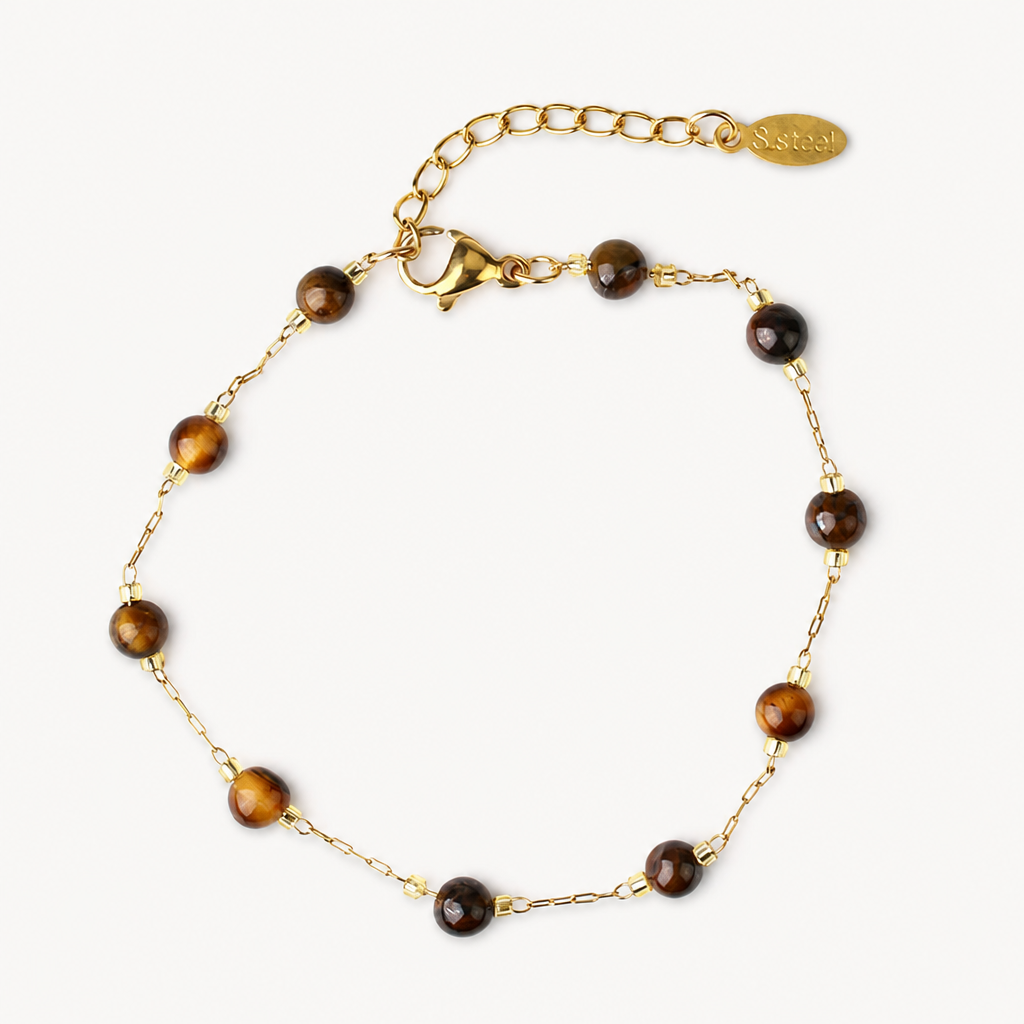 Feines Tigerauge Kettenarmband mit kleinen Perlen
