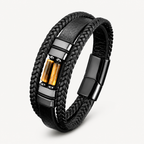 Tigerauge Herren Lederarmband mit zwei Zylindersteinen